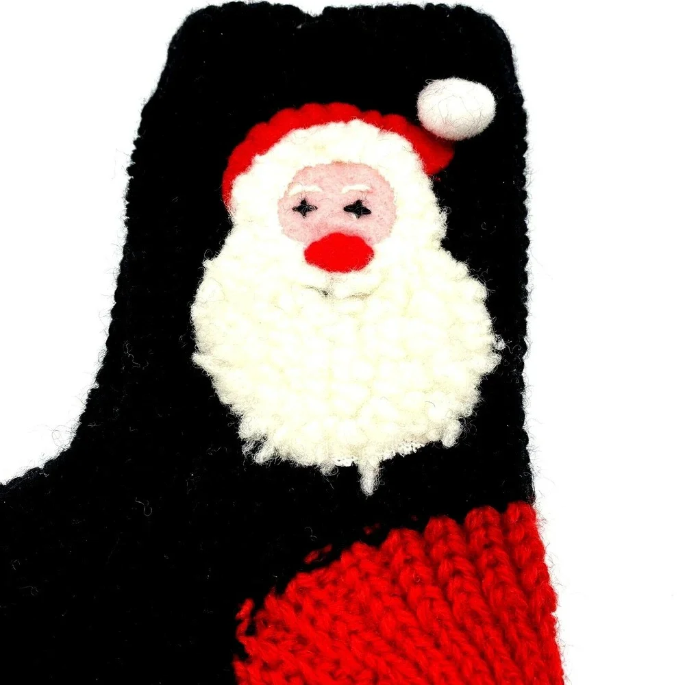 Christmas Santa Slipper Socks Black & Red One Size with Bottom Grips NEW